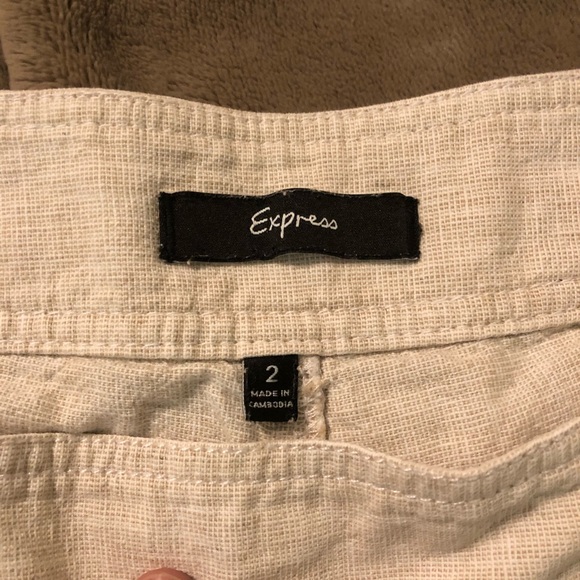 Express khaki linen blend shorts size 2 - Picture 4 of 4